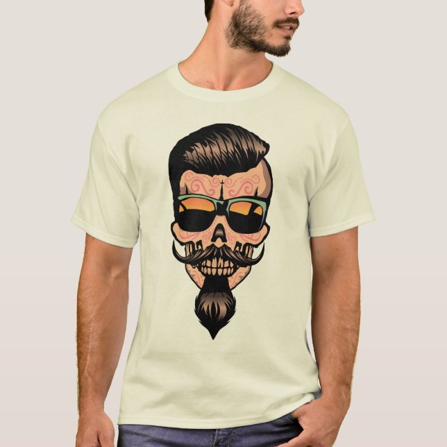 Camiseta hipster_mexicaine_tete_de_mort_crane_barbiche_fant (Anverso)