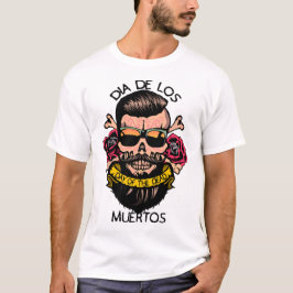 Camiseta hipster_mexicaine_tete_de_mort_crane_fleur_rose_ci