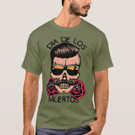 Camiseta hipster_mexicaine_tete_de_mort_crane_fleur_rose_ci