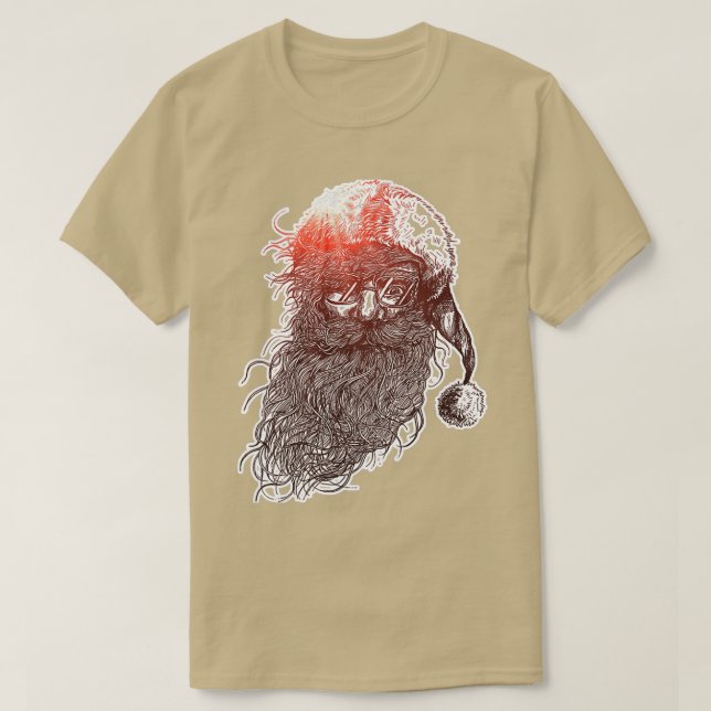Camiseta Hipster moderno Santa Claus Gafas de sol 2 (Diseño del anverso)