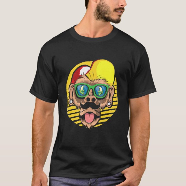 Camiseta Hipster Monkey Banana Glass Hippies Estilo urbano (Anverso)