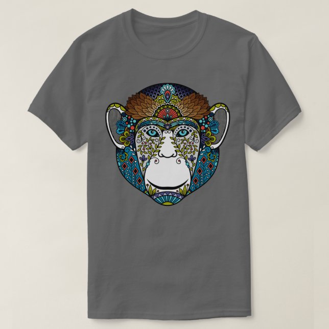 Camiseta Hipster Monkey Colorful (Diseño del anverso)