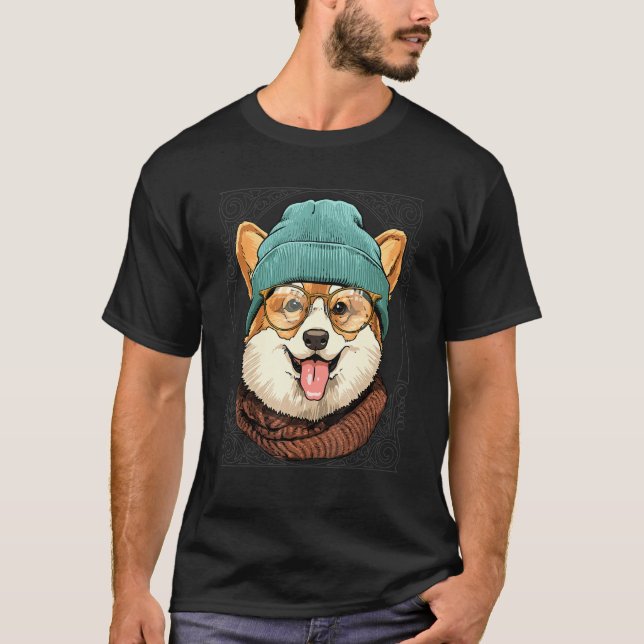 Camiseta Hipster Pembroke Welsh Corgi Wearing Sunglasses Do (Anverso)