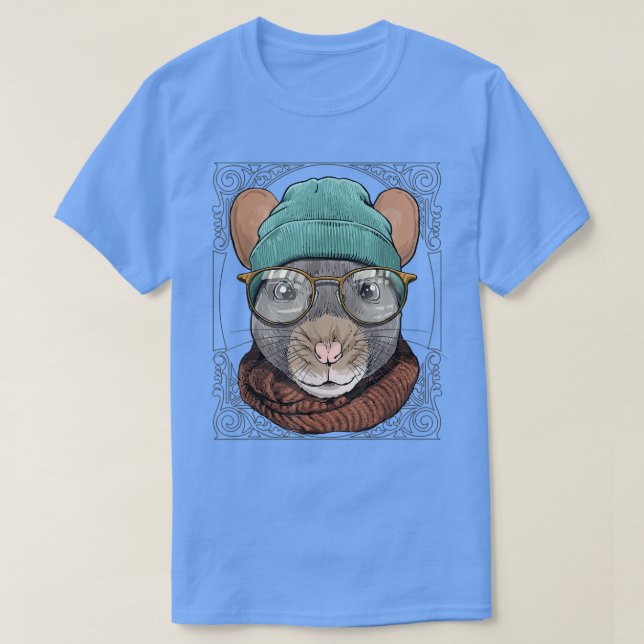 Camiseta Hipster Rat With Glasses Mouse Rodent Lover  (Diseño del anverso)
