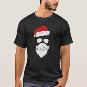 Camiseta Hipster Santa Beard Aviator Sunglasses And Hat