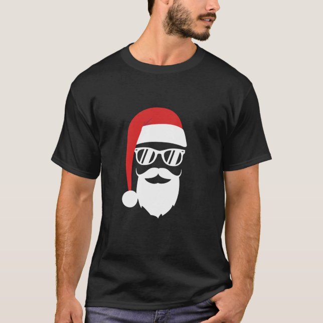 Camiseta Hipster Santa con barba y Navidades de gafas de so (Anverso)