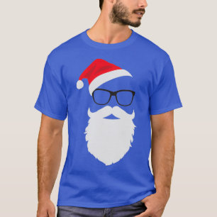 Camiseta Hipster Santa Face con barba Gorra Glasses Christm