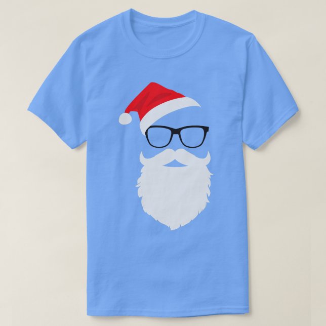Camiseta Hipster Santa Face with Hat beard  Glasses Christm (Diseño del anverso)
