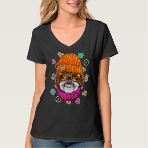 Camiseta Hipster Shih Tzu Geek Nerds Glasses Dog Love Peace