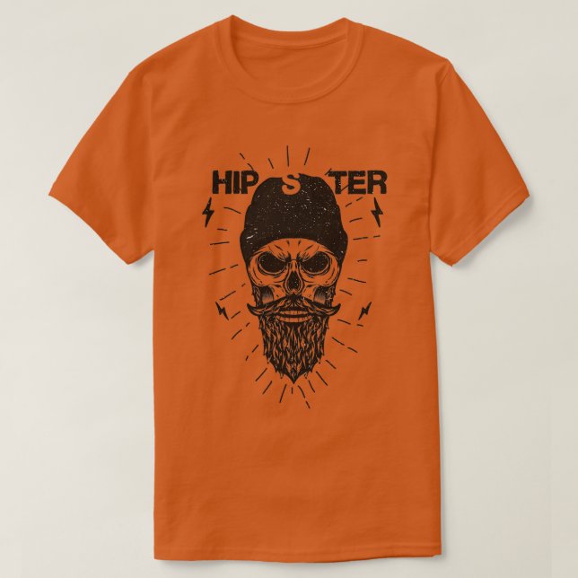 Camiseta Hipster Skull Beanie and Beard (Diseño del anverso)