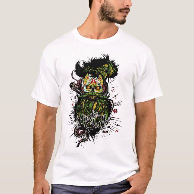 Camiseta hipster skulls tete de mort crane mexicain serpent (Anverso)