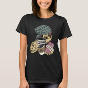 Camiseta Hipster Sloth con Beanie Gorra Coffee Phone