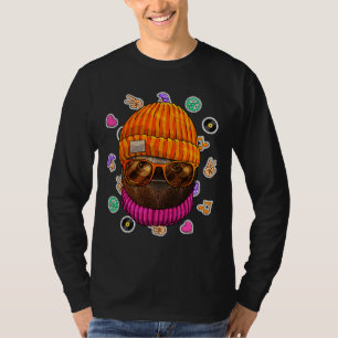 Camiseta Hipster Sloth Geek Nerds Glasses Animal Love Peace