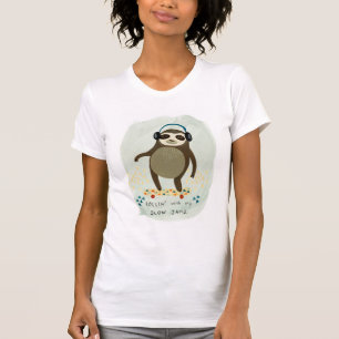 Camiseta Hipster Sloth   Rollin' Con Mis Atascos Lentos