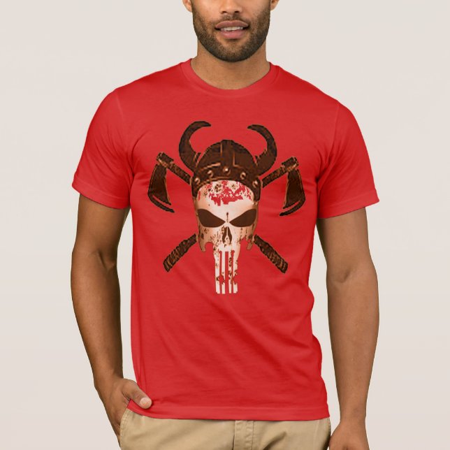 Camiseta Hipster Spooky Bloody Viking Skull Shirt (Anverso)