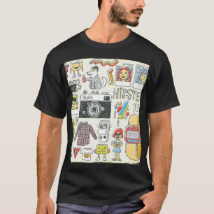 Camiseta Hipster swag: conjunto de doodles dibujado a mano