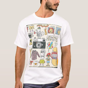 Camiseta Hipster swag: conjunto de doodles dibujado a mano