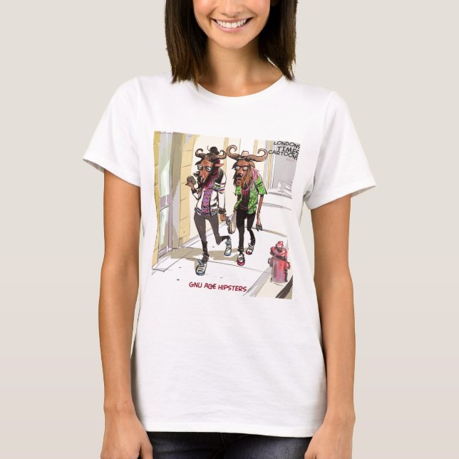 Camiseta Hipsters Divertidos de la Era Gnu (Anverso)
