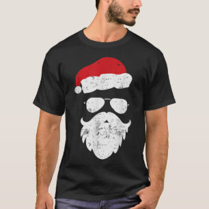 Camiseta Hipsters Santa Beard Aviator Sungafas de sol Navid