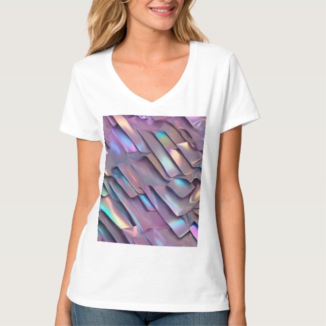 Camiseta Hiridiscente futurista/holográfico abstracto (Anverso)
