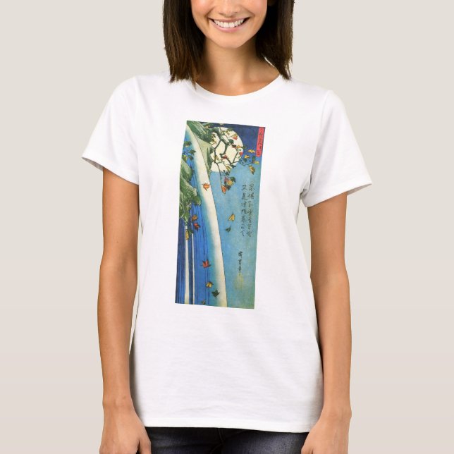 Camiseta Hiroshige Moon Sobre Una Cascada De Bella Artes Ja (Anverso)