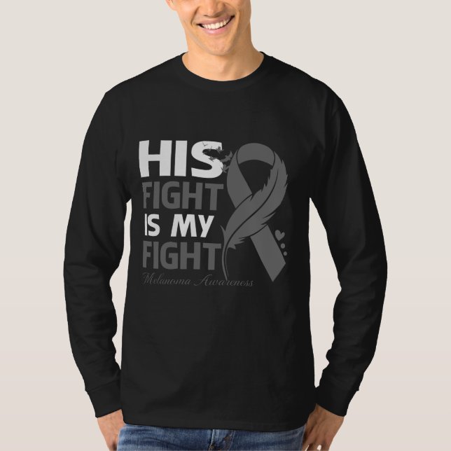 Camiseta His Fight Is My Fight MELANOMA AWARENESS Feather (Anverso)