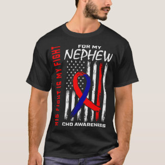 Camiseta His Fight Nephew Chd Awareness American Flag Graph