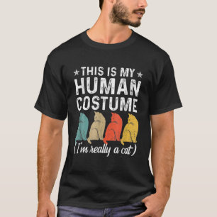 Camiseta His Is My Human Costume I M Really A Cat Retro Hal
