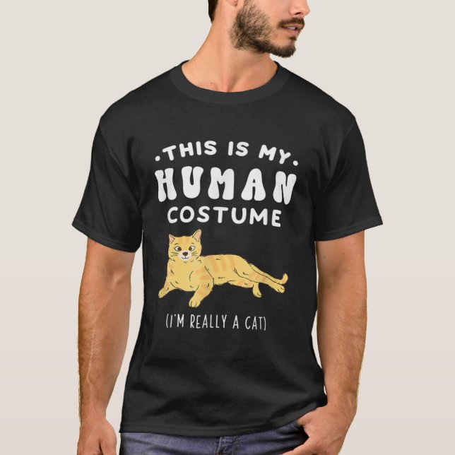 Camiseta His Is My Human Costume I Really A Cat Abby Cat (Anverso)