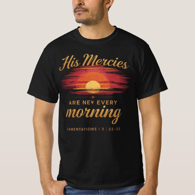 Camiseta His Mercies Are New Every Morning Sunset Christian (Anverso)