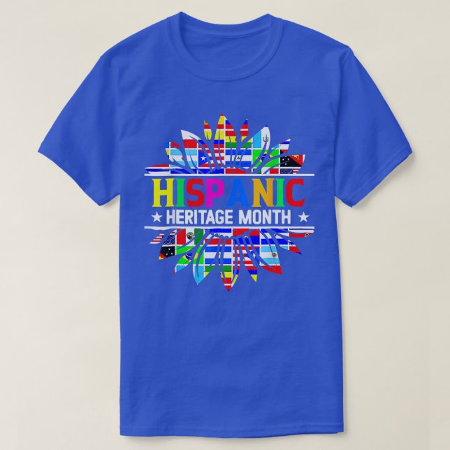 Camiseta Hispanic Heritage Month Latino Countries Flags Sun (Diseño del anverso)