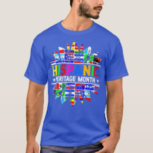 Camiseta Hispanic Heritage Month Latino Countries Flags Sun