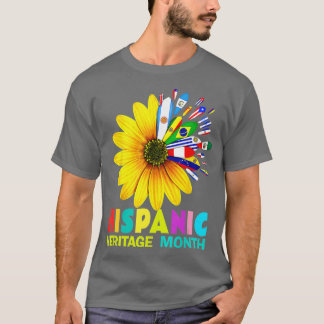 Camiseta Hispanic Heritage Month Latino Countries Flags Sun