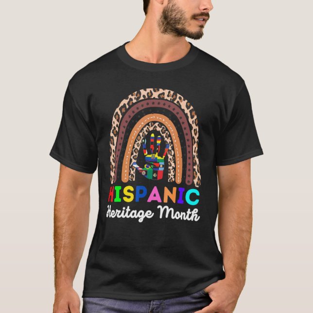 Camiseta Hispanic Heritage Month Rainbow Hand Flags Proud (Anverso)