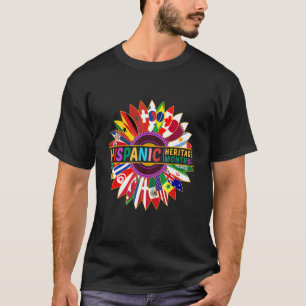 Camiseta Hispanic Heritage Month Sunflower Latino Countries