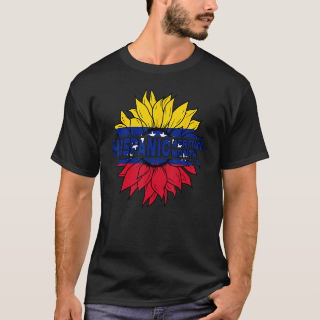 Camiseta Hispanic Heritage Month Venezuela Flag Sunflower P (Anverso)