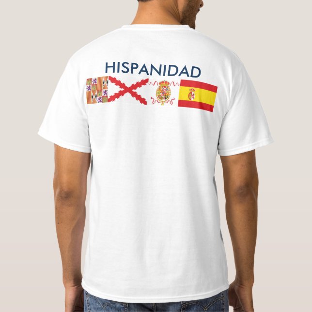 Camiseta HISPANIDAD orígen y países. Delante y detrás (Reverso)