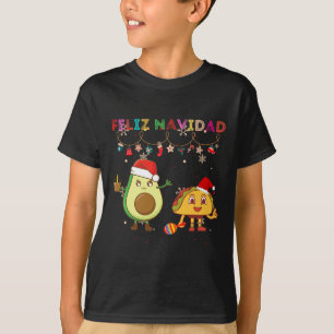 Camiseta Hispano Feliz Navidad Aguacate Tacos Mexicano Chri