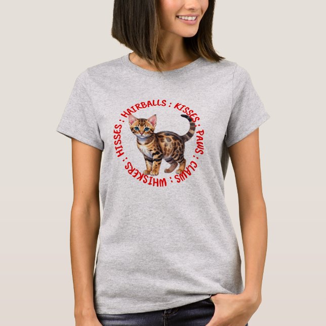 Camiseta Hisses y besos, gato bengalí (Anverso)
