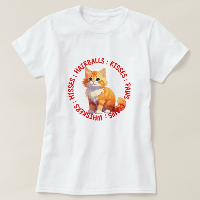 Camiseta Hisses y besos, ginger cat (Diseño del anverso)
