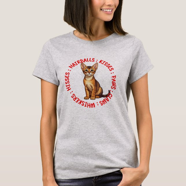 Camiseta Hisses y Kissses, gato abisano (Anverso)
