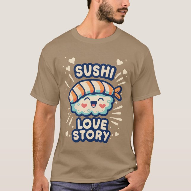 Camiseta Historia de amor de Sushi retro (Anverso)