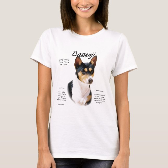 Camiseta Historia de Basenji tricolor, todo sobre Basenjis (Anverso)