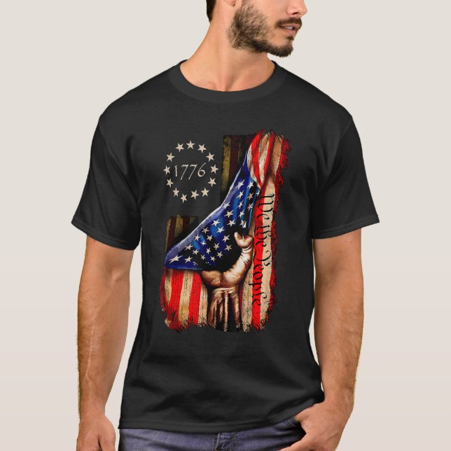 Camiseta Historia de la Bandera Americana 1776 Nosotros, el (Anverso)