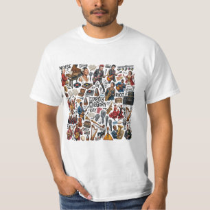 Camiseta Historia de la Música y Géneros Collage Arte - Ret