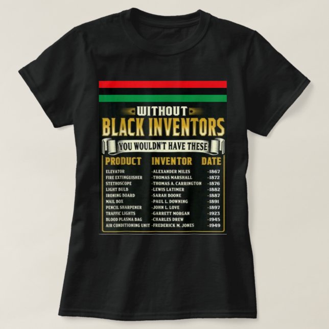 Camiseta Historia De Los Inventores Negros Mes De Historia  (Diseño del anverso)