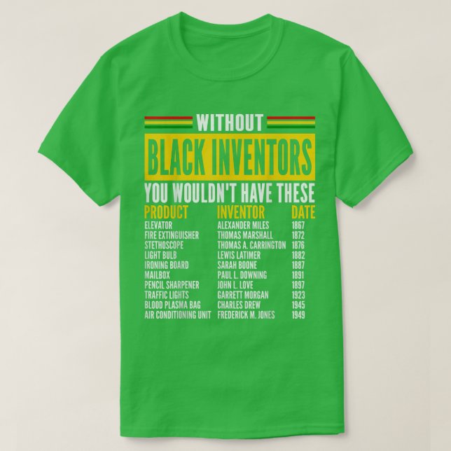 Camiseta Historia De Los Inventores Negros Olvidados Histor (Diseño del anverso)