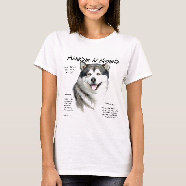 Camiseta Historia de Malamute en Alaska, todo sobre Malamut (Anverso)