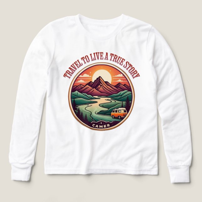 Camiseta Historia de Viaje Real — Insignia Sin Via (Diseño frontal)