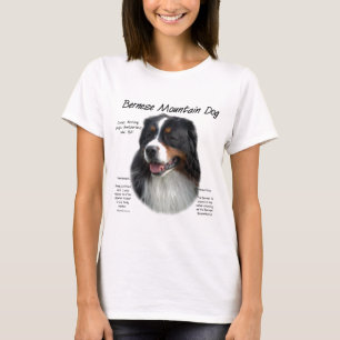 Camiseta Historia del perro de montaña de Bernese; todo sob
